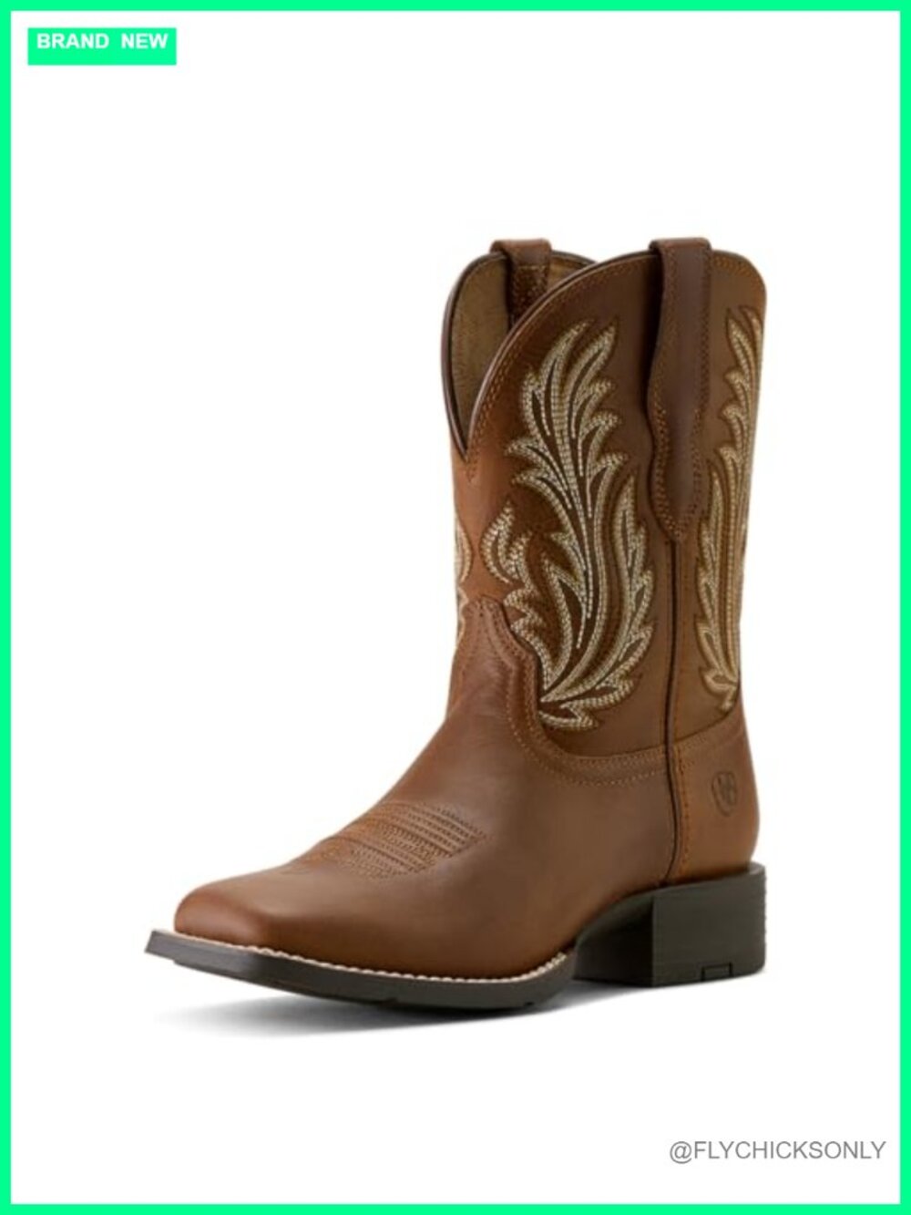 Western Boots Wide Square Toe Full-Grain Leather Mid-Calf